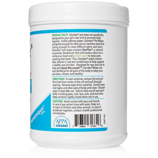 NEW! Glandex® Anal Gland Pet Wipes 75 Fresh Scented Wipes